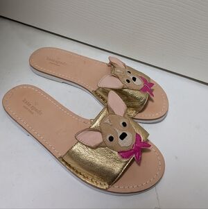Kate Spade Women's Isadore Chihuahua Dog Leather Slide Sandals Size 8